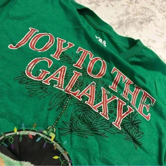 Star Wars “Joy to the Galaxy” Grogu Green Christmas Holiday Shirt Size Small - Picture 4 of 4